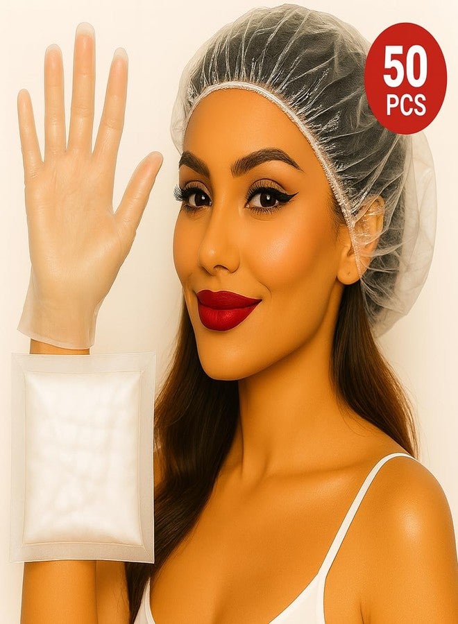 Adbeni Disposable Transparent Gloves 100 Pcs & Shower Caps 50 Pcs | Waterproof, Latex-Free | For Hair Coloring, Food Handling, Cleaning, Kitchen, Bath & Salon | One Size Fits Most - Image 4